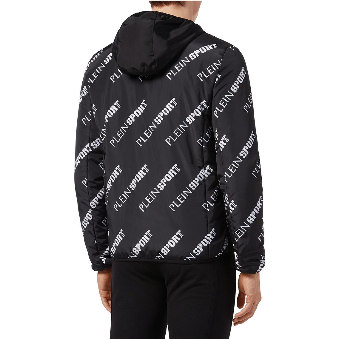 Purchase Philipp Plein Hoodie Hitam dengan Print Huruf dan Resleting. F19C-MRB1209-SXV005N-02