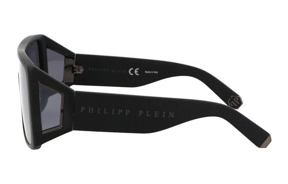 Shop PHILIPP PLEIN 黑色不規則框時尚太陽眼鏡. SPP014M703X