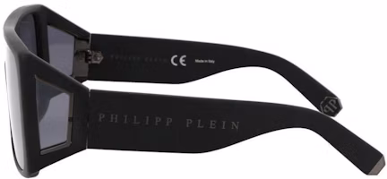 Shop PHILIPP PLEIN 黑色不規則框時尚太陽眼鏡. SPP014M703X