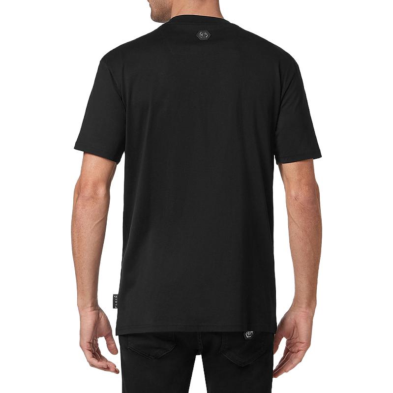 Shop Philipp Plein 黑色水晶骷髏短袖T恤 FABC-MTK5638-PJY002N-02
