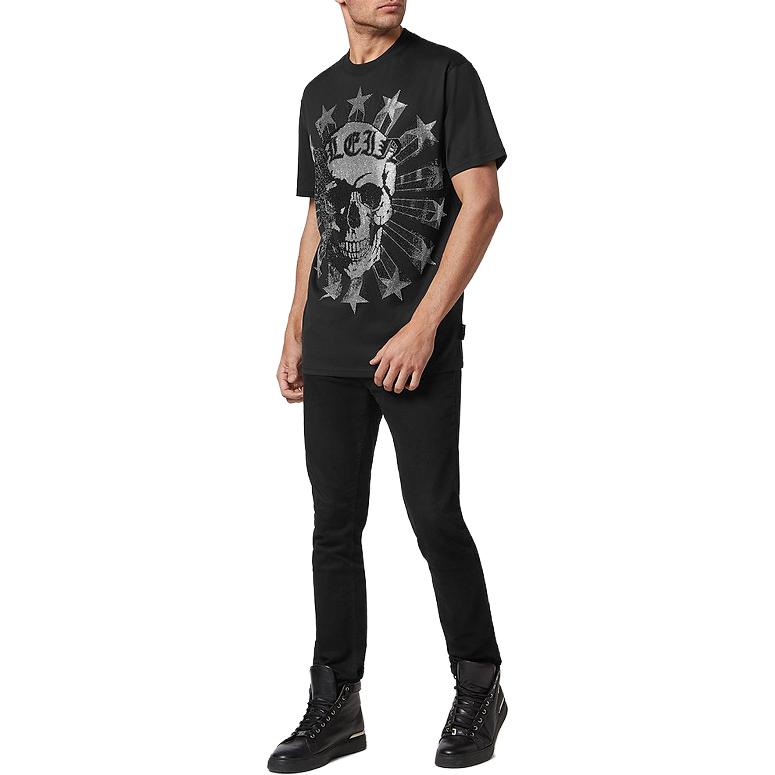 Purchase Philipp Plein 黑色水晶骷髏短袖T恤 FABC-MTK5638-PJY002N-02