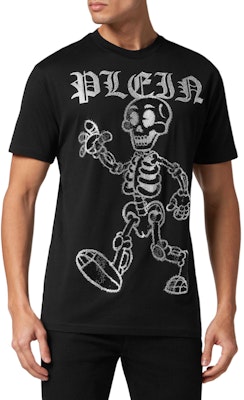 PHILIPP PLEIN 黑色骷髏標誌印花短袖圓領T恤 PADC-MTK7262-PJY002N-02 Shop PHILIPP PLEIN 黑色骷髏標誌印花短袖圓領T恤 PADC-MTK7262-PJY002N-02