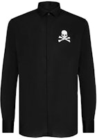 Philipp Plein Black Skull Embroidered Long Sleeve Button-Up Shirt A19C-MRP1078-PTE012N-02 Philipp Plein Black Skull Embroidered Long Sleeve Button-Up Shirt A19C-MRP1078-PTE012N-02
