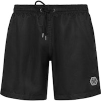 PHILIPP PLEIN Black Solid Elastic Casual Shorts SABC-MMT0299-PTE003N-02 PHILIPP PLEIN Black Solid Elastic Casual Shorts SABC-MMT0299-PTE003N-02