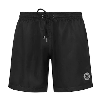 PHILIPP PLEIN Black Solid Elastic Casual Shorts SABC-MMT0299-PTE003N-02