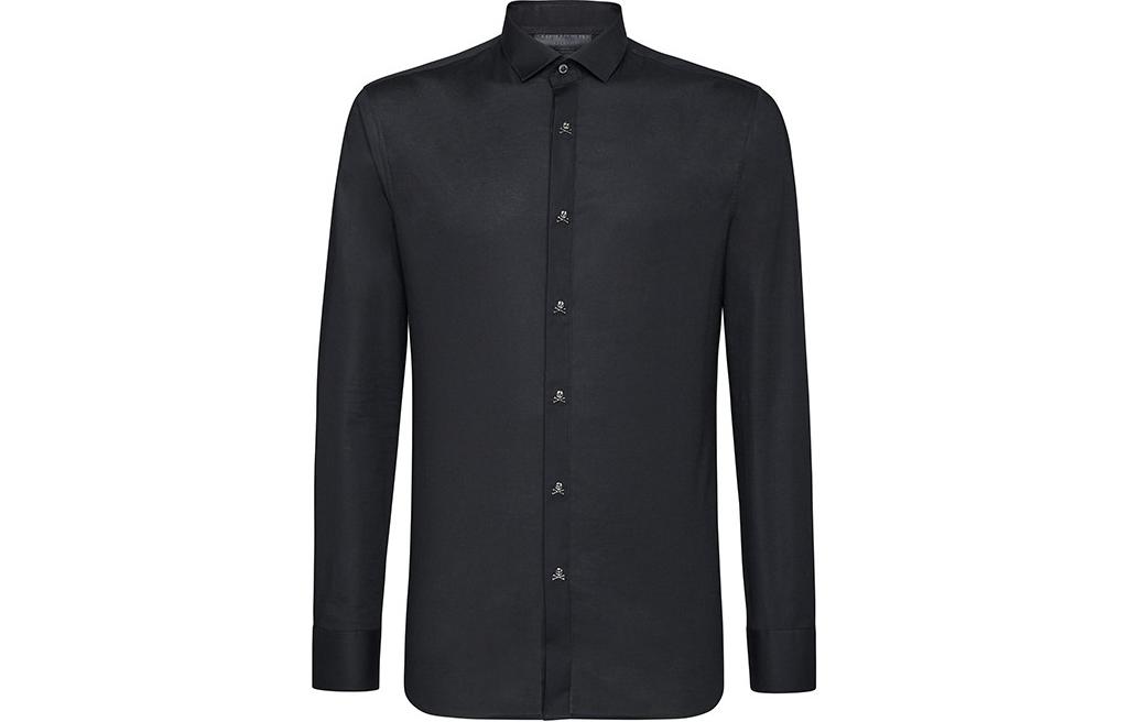 Order PHILIPP PLEIN 黑色純色長袖襯衫 A18C-MRP0590-PTE012N-0202