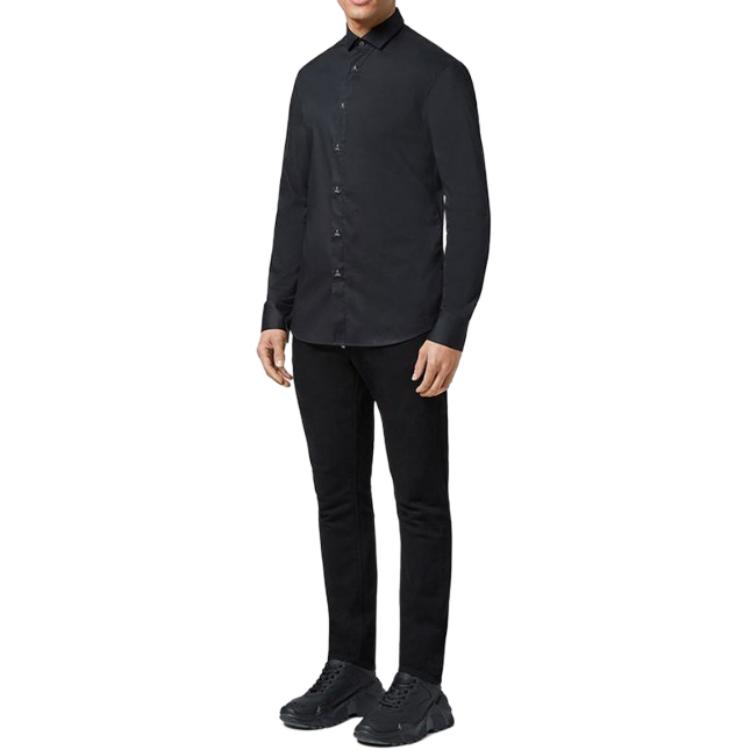 Lookbook PHILIPP PLEIN 黑色純色長袖襯衫 A18C-MRP0590-PTE012N-0202