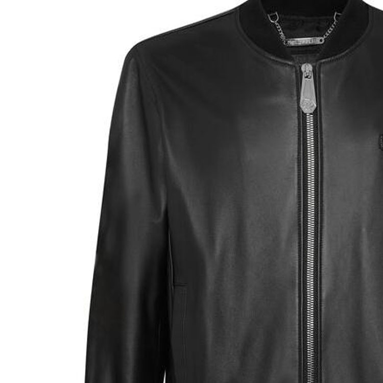 Sizing PHILIPP PLEIN 黑色拉鏈長袖外套夾克。 AAAC-MLB1421-PLE010N-02