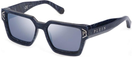 PHILIPP PLEIN Blue Square Sunglasses with Logo Detail. BRAVE PHILIPP PLEIN Blue Square Sunglasses with Logo Detail. BRAVE