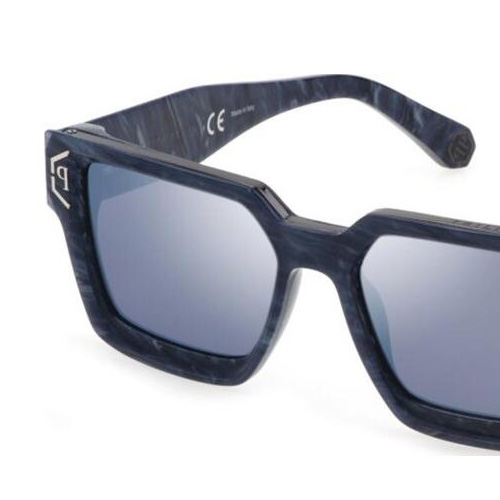 Shop PHILIPP PLEIN 藍色方框太陽眼鏡附品牌標誌細節 BRAVE