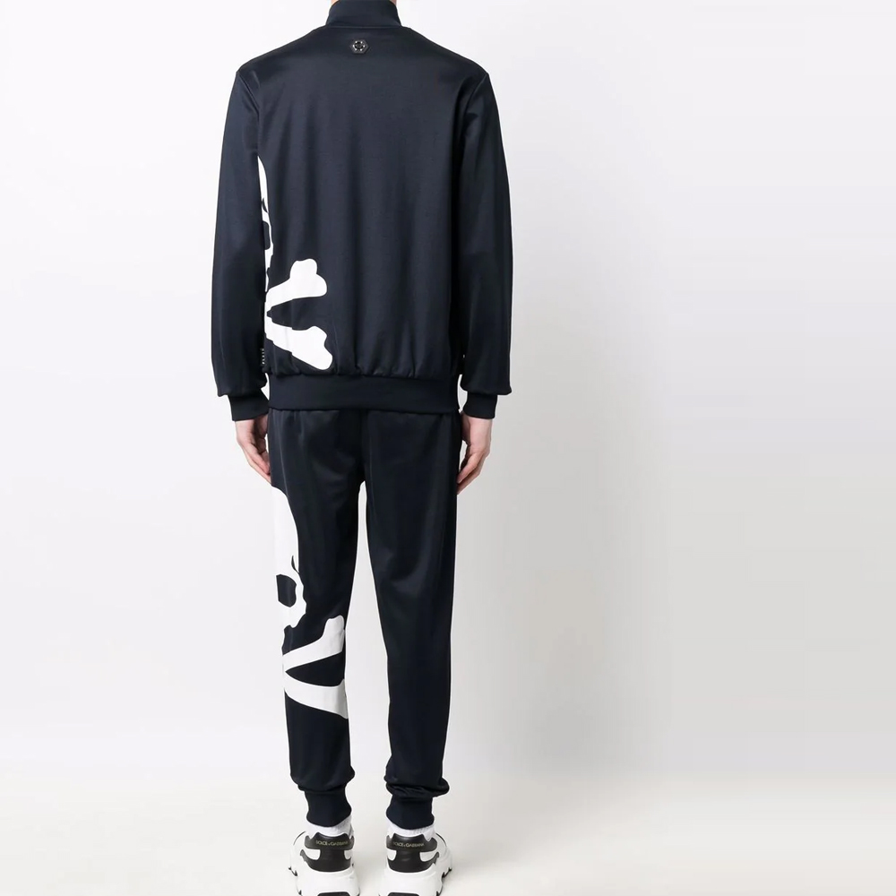 Shop フィリッププレイン ジップカラー＆ロゴデザイン付きカジュアルトラックスーツ PAAC-MJJ0319-PJO002N-02