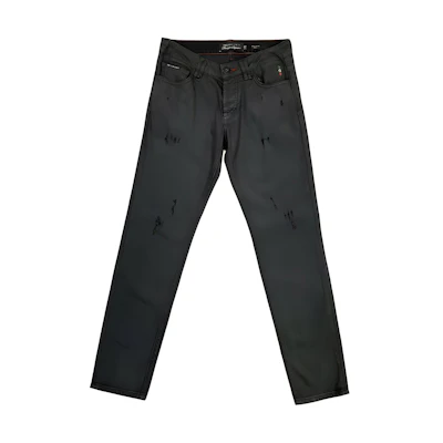 PHILIPP PLEIN Distressed Black Denim Jeans with Zipper Pocket Design. F20C-MDT2214-PDE004N-02PY