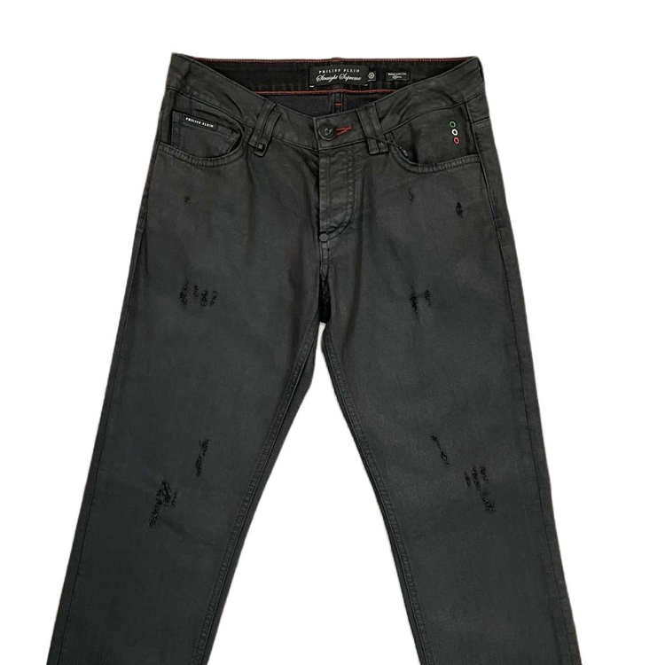Lookbook フィリッププレイン ジッパーポケット付きブラックダメージデニムジーンズ F20C-MDT2214-PDE004N-02PY