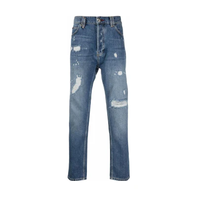 Philipp Plein Distressed Straight Fit Blue Denim Jeans. FAAC-MDT2563-PDE004N-14NQ