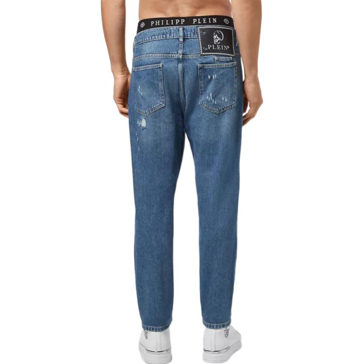 Purchase Philipp Plein 仿舊直筒藍色牛仔褲 FAAC-MDT2563-PDE004N-14NQ