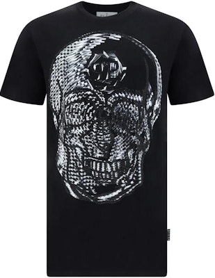 PHILIPP PLEIN Kaos Hitam Slim Fit Pola Geometris Leher Bulat AACC-MTK6594-PJY002N-02 Order PHILIPP PLEIN Kaos Hitam Slim Fit Pola Geometris Leher Bulat AACC-MTK6594-PJY002N-02