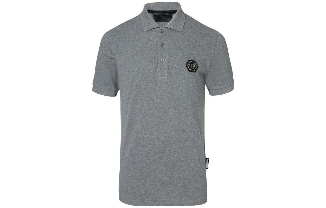 PHILIPP PLEIN  Grey Polo T-Shirt with Letter Print Design. S19C-MTK3005-PJY002N-10