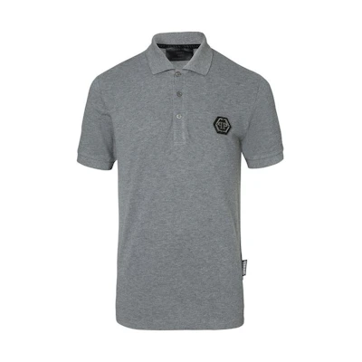 PHILIPP PLEIN Grey Polo T-Shirt with Letter Print Design. S19C-MTK3005-PJY002N-10