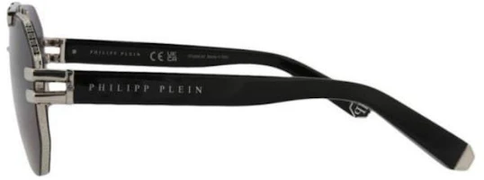 Shop Philipp Plein 不規則黑色太陽眼鏡附LOGO鏡腳。 SPP077M630578