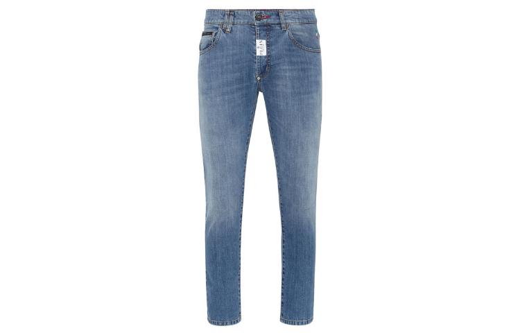 Order PHILIPP PLEIN Vaqueros Ajustados Slim Straight Azul de Tiro Bajo MDT3551PDE004N07BS