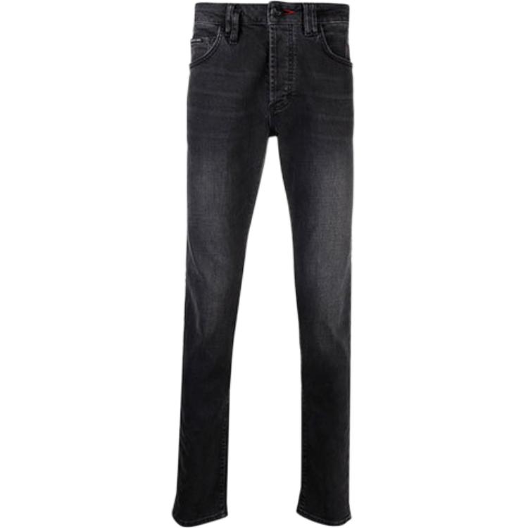 PHILIPP PLEIN  Mid-Rise Slim Fit Jeans with Logo Patch. FAACMDT2551-PDE004N-02