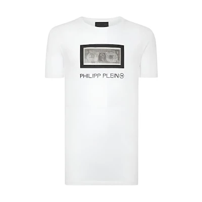PHILIPP PLEIN Short Sleeve T-Shirt with Logo Print. MTK3030-PJY002N-01