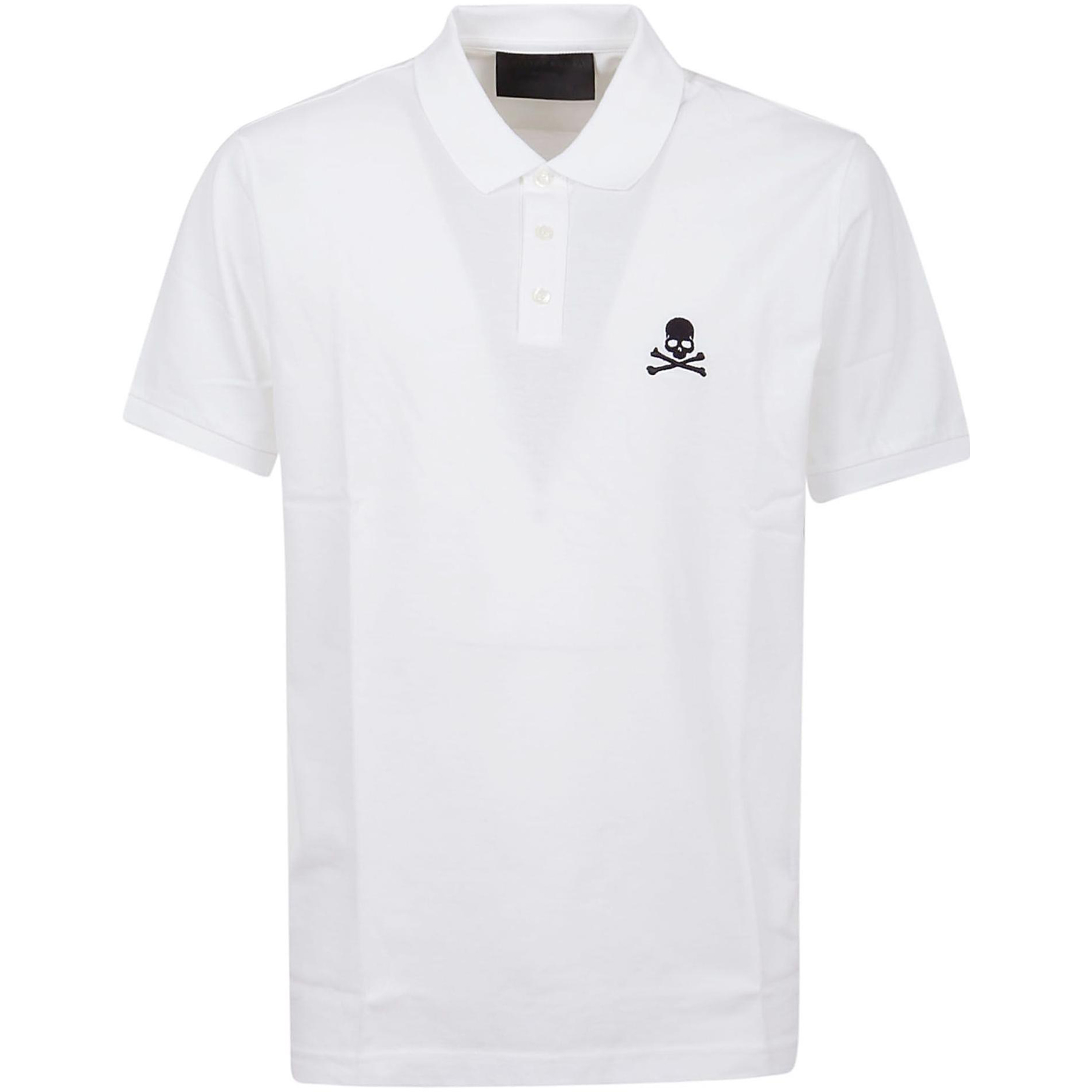 PHILIPP PLEIN  Skull Graphic Cotton Polo Shirt - White MTK5543PTE003N01