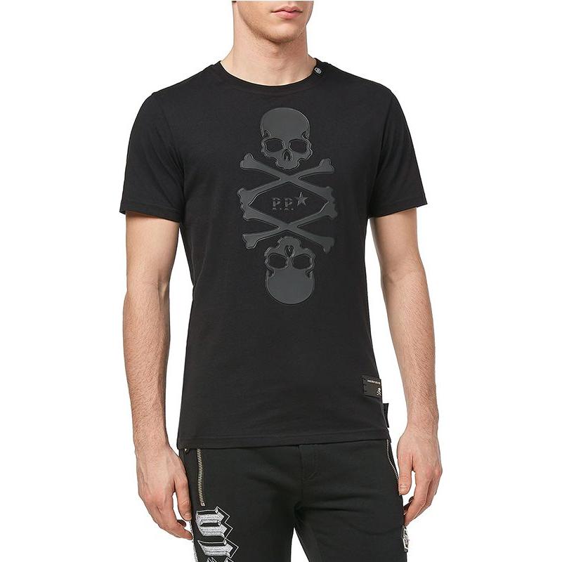 Lookbook PHILIPP PLEIN 骷髏印花黑色圓領T恤 P18C-MTK1912-PJY002N-0202