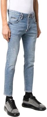 フィリッププレイン スリムフィット ダメージ加工 ストレートジーンズ ブルー ミッドライズ SABC-MDT2769-PDE004N-08PF Purchase フィリッププレイン スリムフィット ダメージ加工 ストレートジーンズ ブルー ミッドライズ SABC-MDT2769-PDE004N-08PF