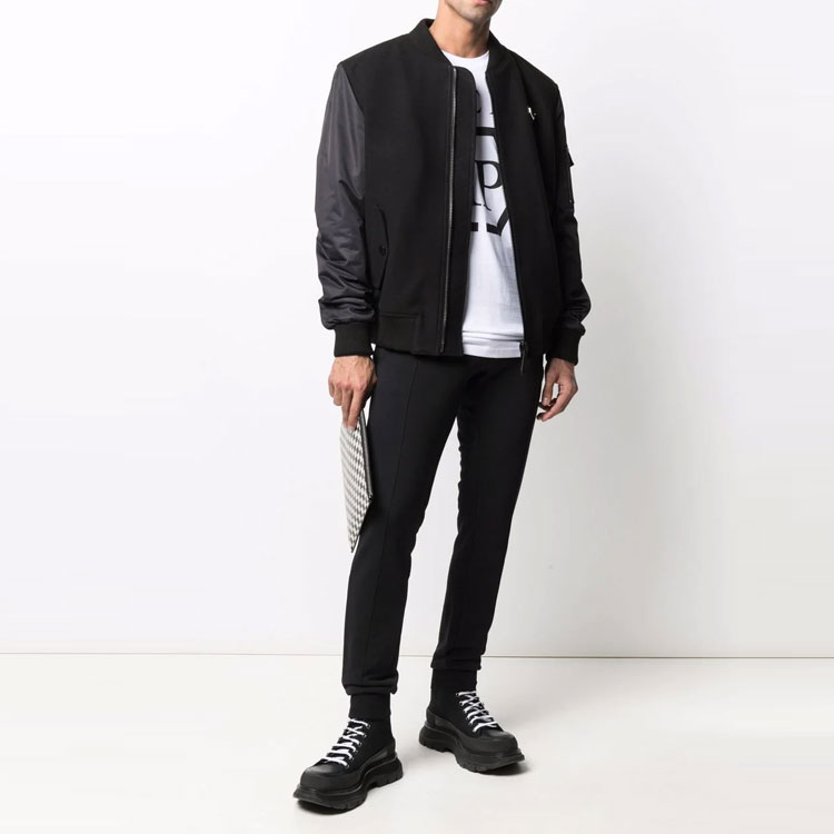 Lookbook PHILIPP PLEIN 黑色純色徽標貼布運動褲 FAACMJT1869PJO002N-02
