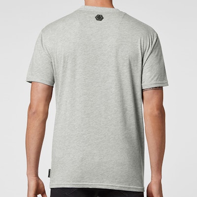 필립 플레인 브이넥 로고 그래픽 프린트 반팔 티셔츠. PAAC-MTK5510-PJO002N-01 5