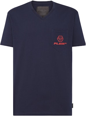 필립 플레인 브이넥 로고 그래픽 프린트 반팔 티셔츠. PAAC-MTK5510-PJO002N-01 Order 필립 플레인 브이넥 로고 그래픽 프린트 반팔 티셔츠. PAAC-MTK5510-PJO002N-01