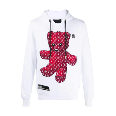 PHILIPP PLEIN White Bear Hoodie Pullover Sweatshirt Casual Style F20C-MJB2068-PJO002N-05