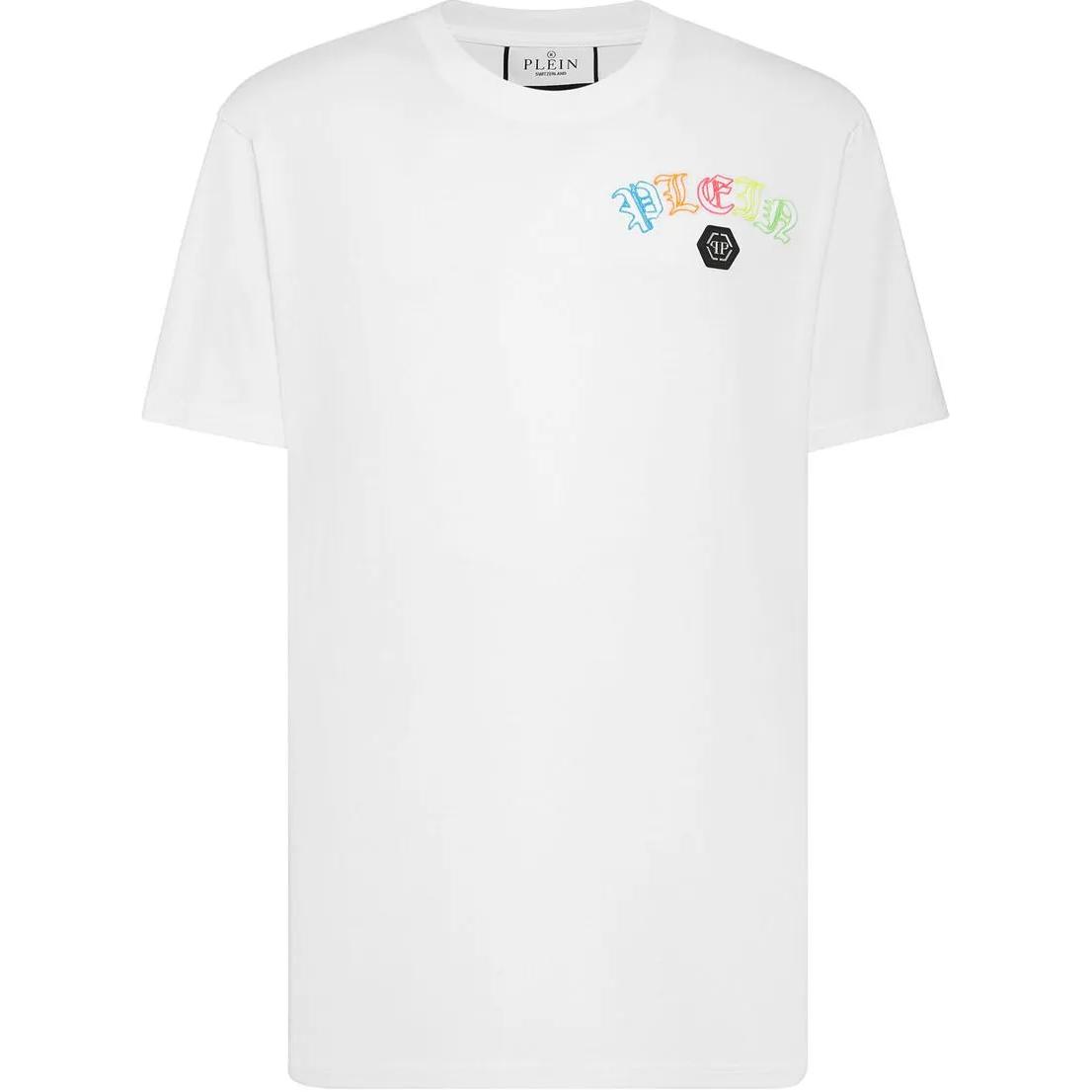 PHILIPP PLEIN  White Crewneck T-Shirt with Letter Print SADC-MTK6815-PJY002N-01