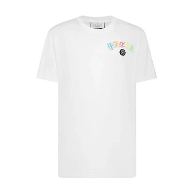 PHILIPP PLEIN White Crewneck T-Shirt with Letter Print SADC-MTK6815-PJY002N-01