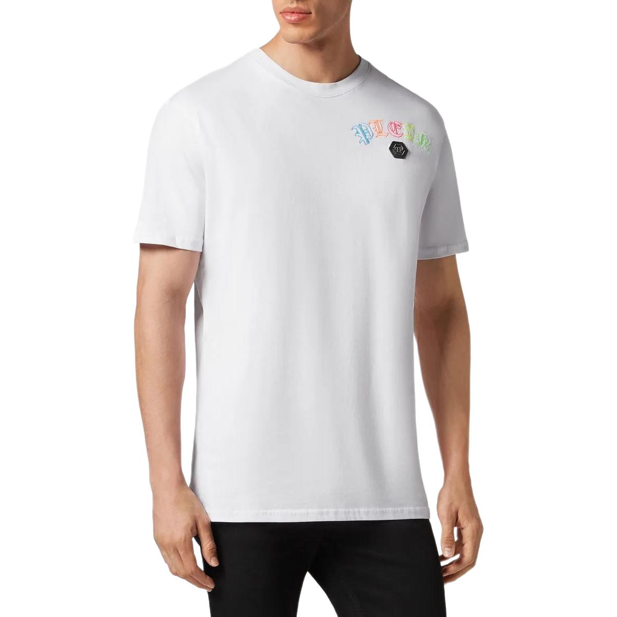 Lookbook PHILIPP PLEIN 白色圓領字母印花T恤 SADC-MTK6815-PJY002N-01