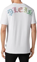 Shop PHILIPP PLEIN 白色圓領字母印花T恤 SADC-MTK6815-PJY002N-01