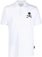 PHILIPP PLEIN White Logo Embroidered Short Sleeve Polo Shirt SADC-MTK6876-PTE003N-01 PHILIPP PLEIN White Logo Embroidered Short Sleeve Polo Shirt SADC-MTK6876-PTE003N-01