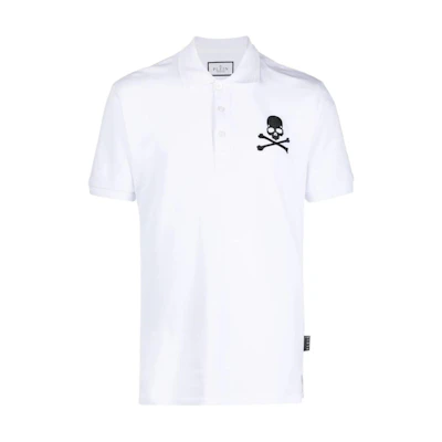 PHILIPP PLEIN White Logo Embroidered Short Sleeve Polo Shirt SADC-MTK6876-PTE003N-01