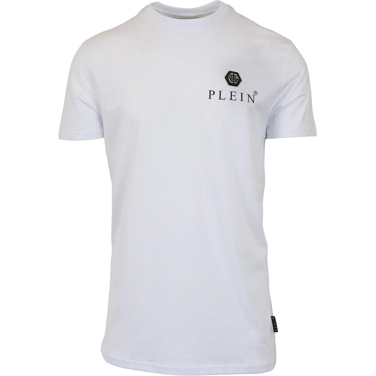 PHILIPP PLEIN  White Plain Logo Printed Casual Short Sleeve T-Shirt PAAC-MTK5119-PJY002N-01