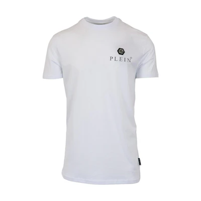 PHILIPP PLEIN White Plain Logo Printed Casual Short Sleeve T-Shirt PAAC-MTK5119-PJY002N-01