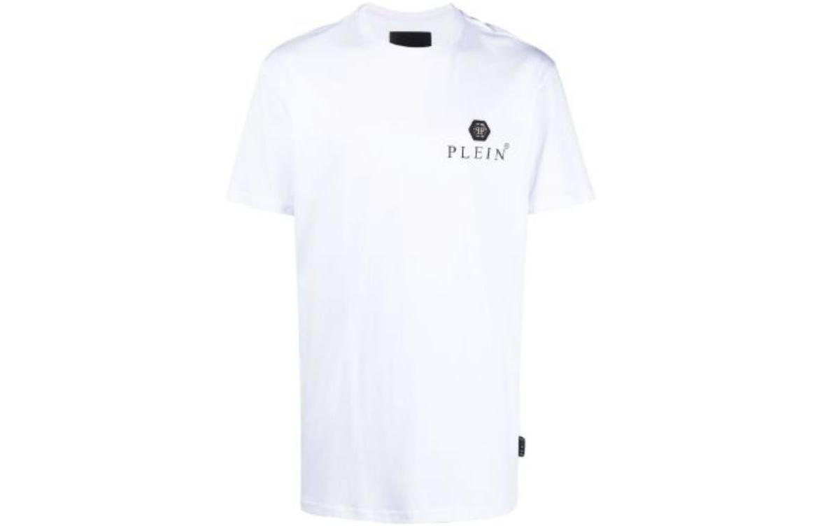 Order フィリッププレイン 白 ロゴプリント カジュアル 半袖 Tシャツ PAAC-MTK5119-PJY002N-01