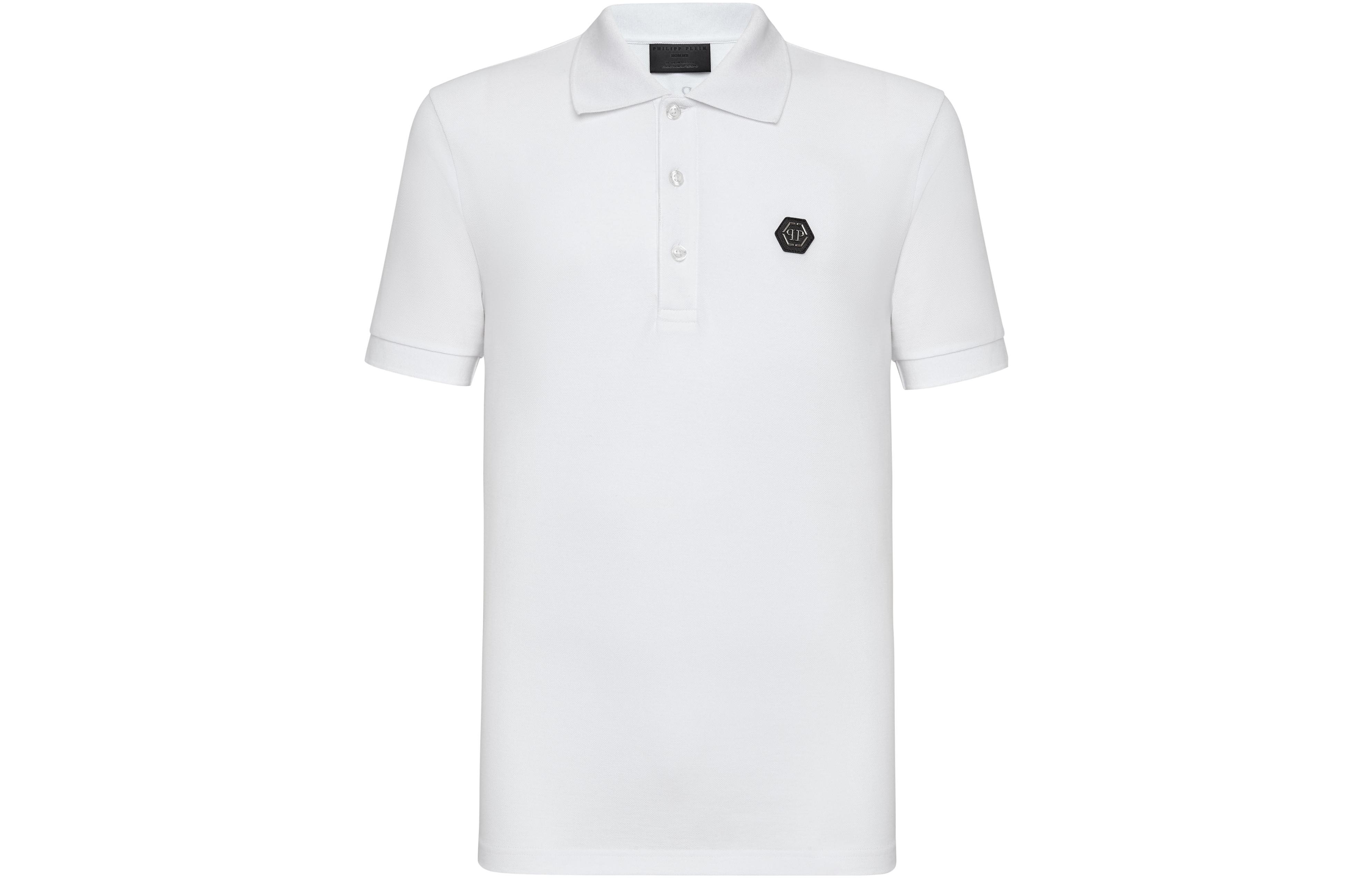 PHILIPP PLEIN  White Skull Print Slim Fit Polo Shirt. S19C-MTK3004-PJY002N-01