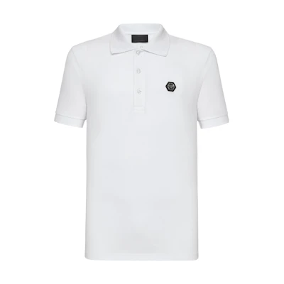 PHILIPP PLEIN White Skull Print Slim Fit Polo Shirt. S19C-MTK3004-PJY002N-01