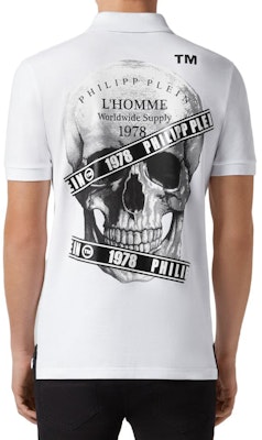 フィリッププレイン ホワイト スカルプリント スリムフィット ポロシャツ. S19C-MTK3004-PJY002N-01 Shop フィリッププレイン ホワイト スカルプリント スリムフィット ポロシャツ. S19C-MTK3004-PJY002N-01