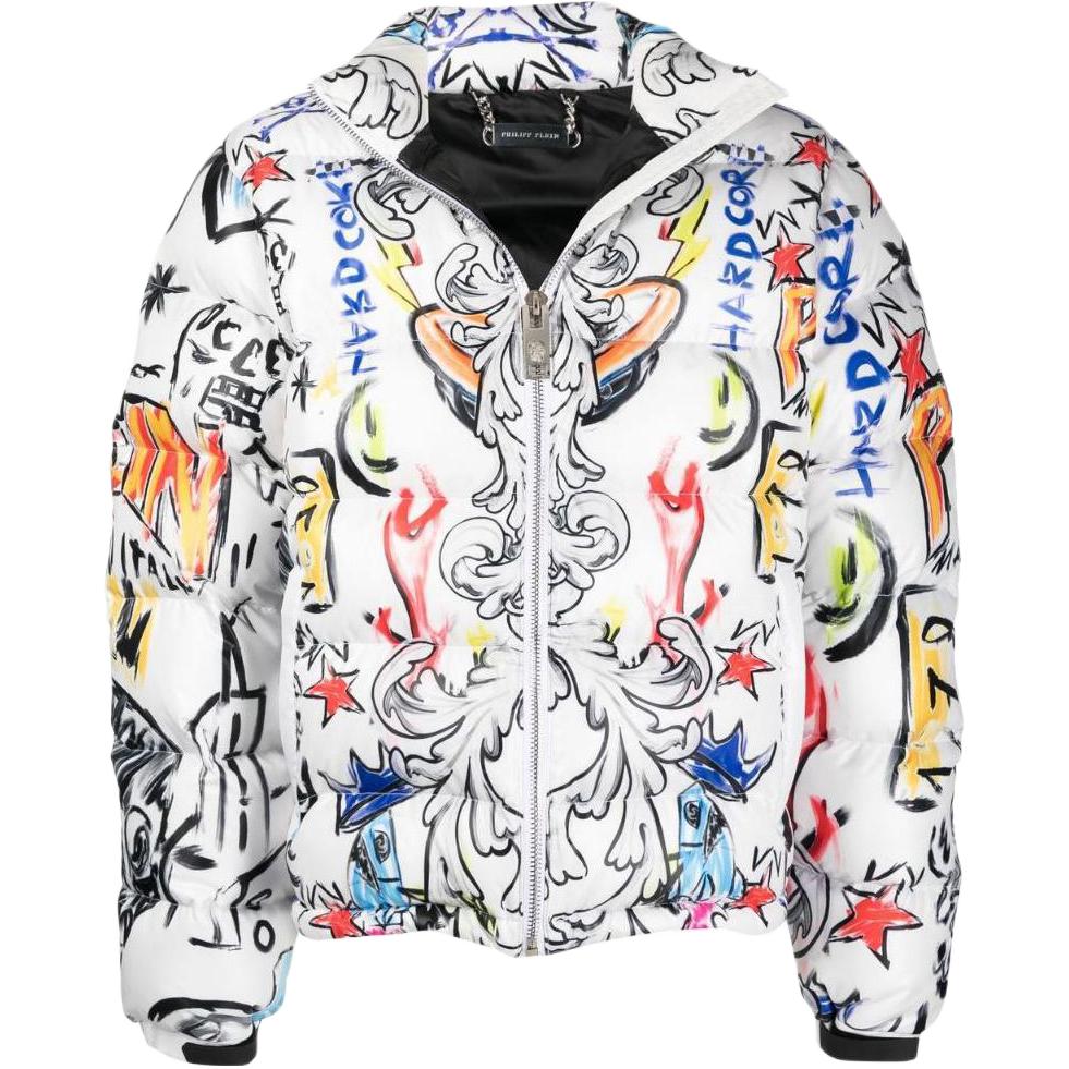 PHILIPP PLEIN All-Over Print Zip-Up Jacket Unisex White FABCMRB2020PNY002NWHITE