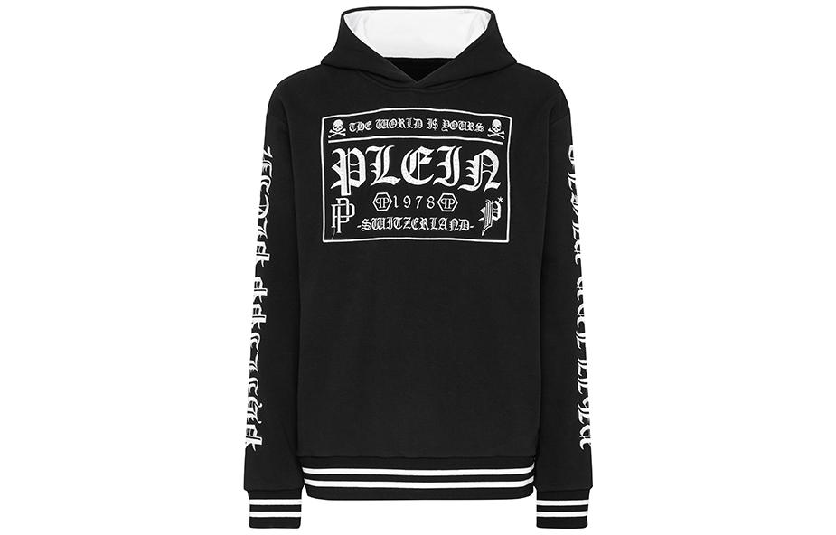 PHILIPP PLEIN Alphabet Print Unisex Hoodie Black PABC-UJB0084-PJO002N-02