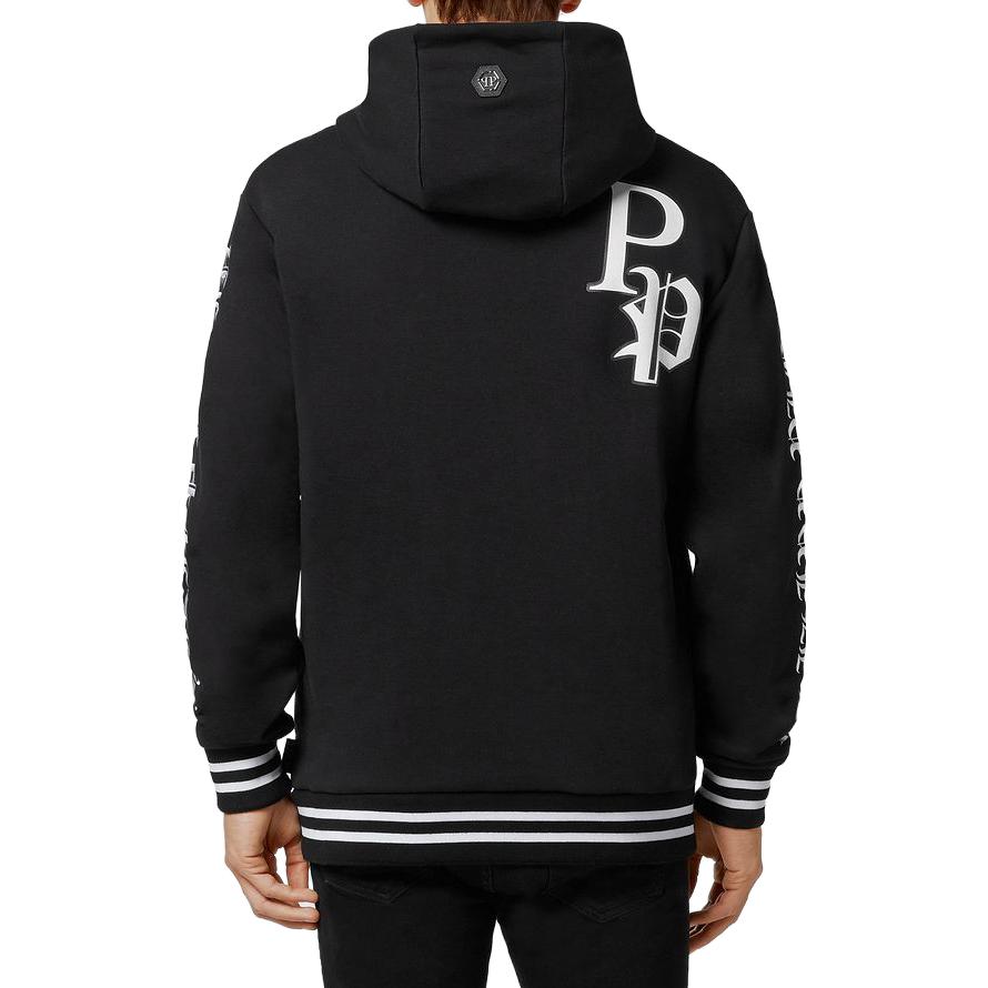 Shop 菲利普普莱因字母印花男女连帽衫黑色 PABC-UJB0084-PJO002N-02