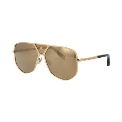 PHILIPP PLEIN Aviator Metal Frame Sunglasses Gold. SPP009V400G