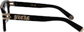 Shop PHILIPP PLEIN 男士黑色方形醋酸光學眼鏡附品牌標誌裝飾 VPP021V0700